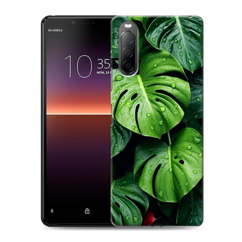 Силиконовый противоударный чехол на Sony Xperia 10 II с принтом Листья Силиконовый противоударный чехол на Sony Xperia 10 II с принтом Листья
