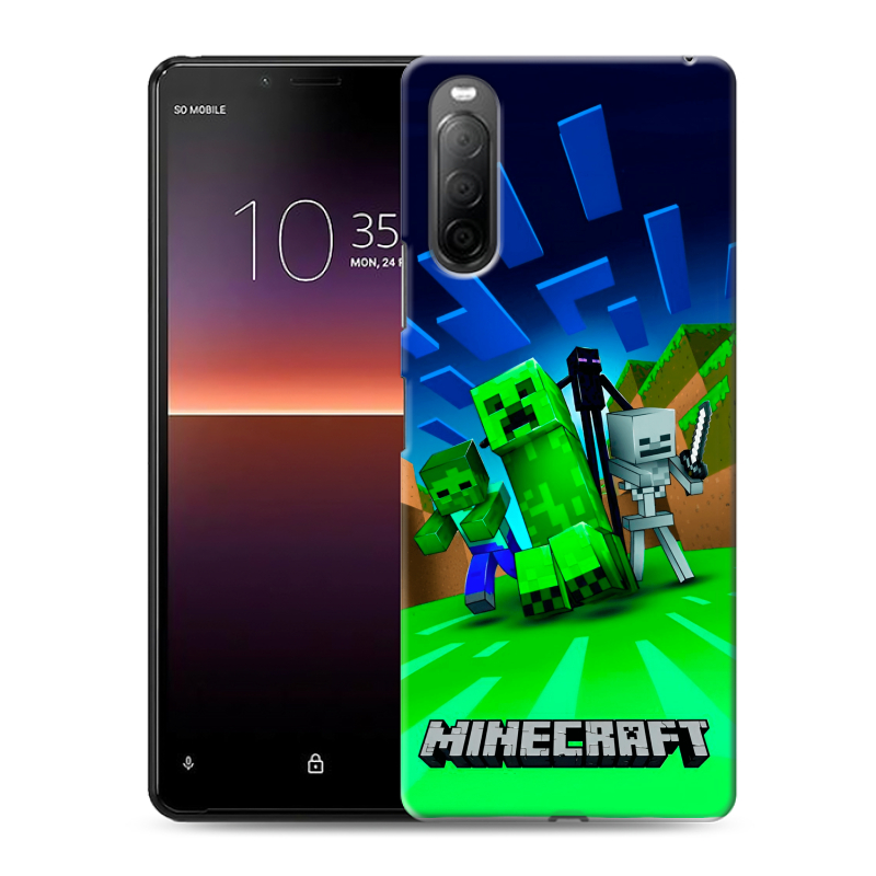 Силиконовый чехол на Sony Xperia 10 II с принтом Майнкрафт Силиконовый чехол на Sony Xperia 10 II с принтом Майнкрафт