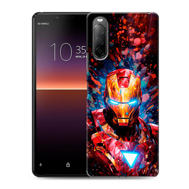 Силиконовый противоударный чехол на Sony Xperia 10 II с принтом Железный человек Ironman Силиконовый противоударный чехол на Sony Xperia 10 II с принтом Железный человек Ironman