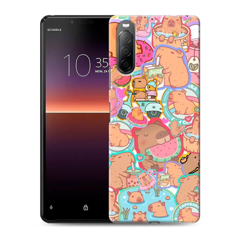 Силиконовый чехол на Sony Xperia 10 II с принтом капибары Силиконовый чехол на Sony Xperia 10 II с принтом капибары