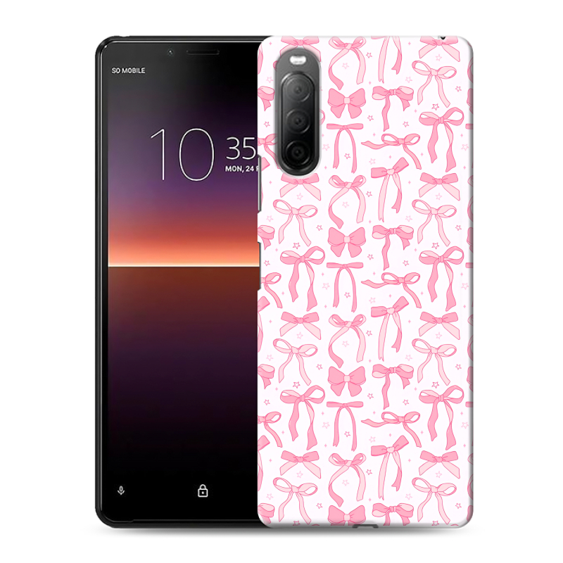 Силиконовый чехол на Sony Xperia 10 II с принтом Розовые бантики Силиконовый чехол на Sony Xperia 10 II с принтом Розовые бантики