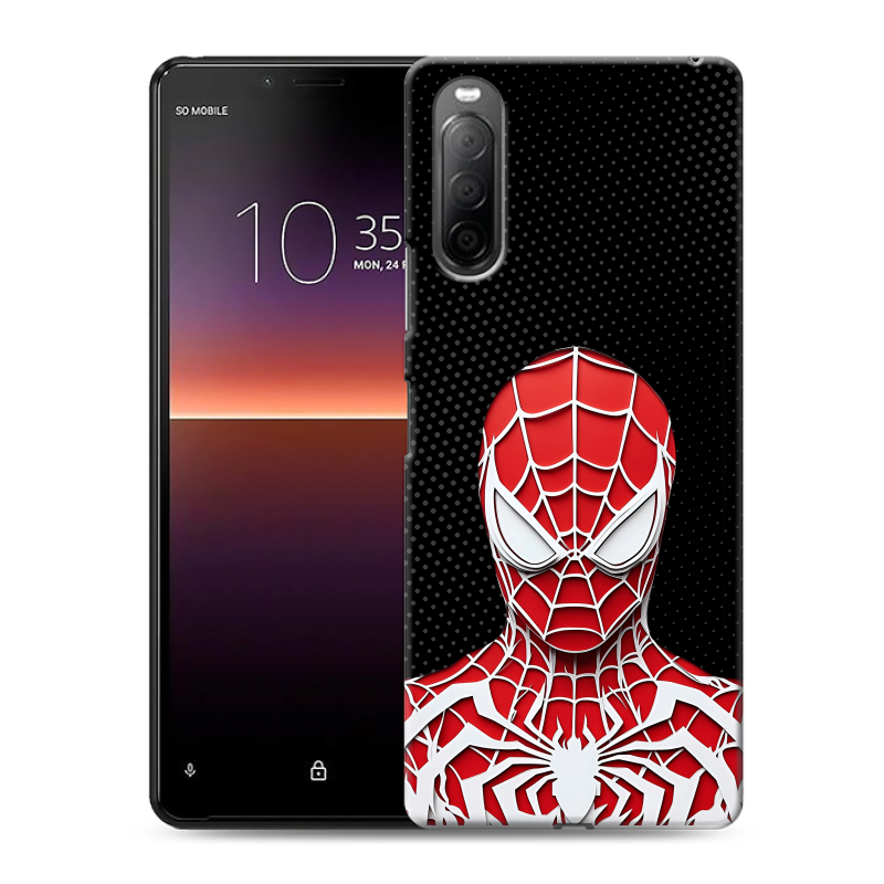 Силиконовый противоударный чехол на Sony Xperia 10 II с принтом человек паук spiderman Силиконовый противоударный чехол на Sony Xperia 10 II с принтом человек паук spiderman