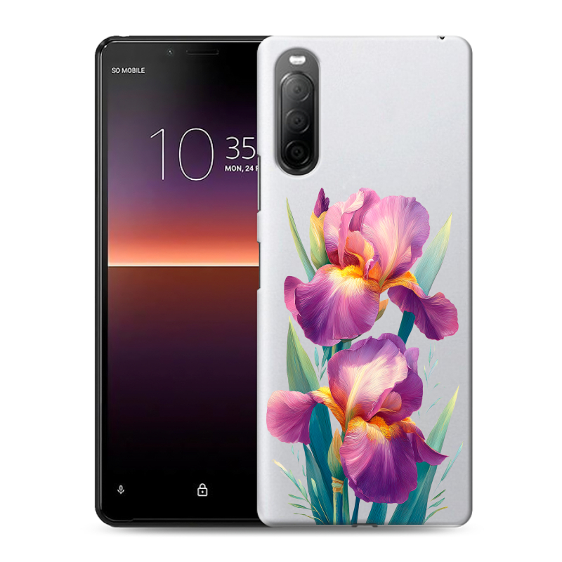 Силиконовый противоударный чехол на Sony Xperia 10 II с принтом Цветы орхидеи Силиконовый противоударный чехол на Sony Xperia 10 II с принтом Цветы орхидеи