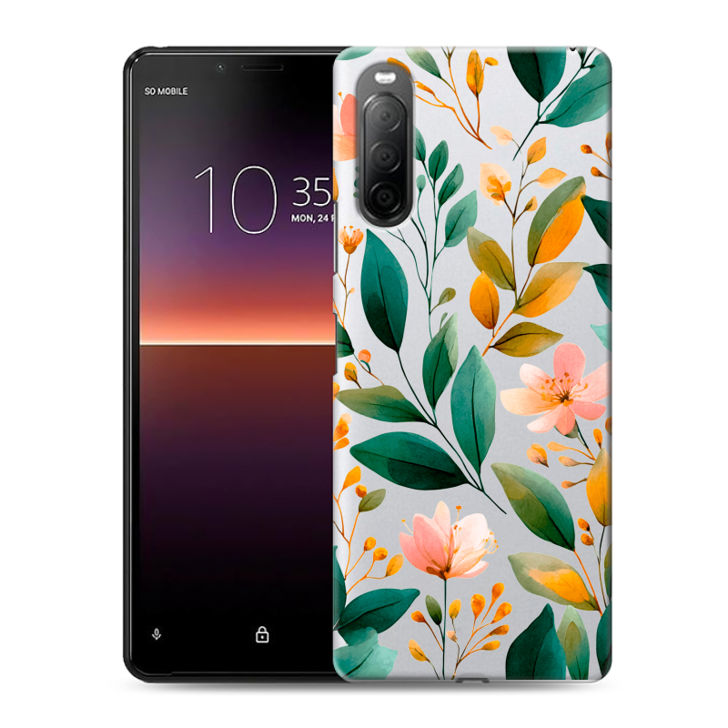 Силиконовый чехол на Sony Xperia 10 II с принтом Цветы паттерн Силиконовый чехол на Sony Xperia 10 II с принтом Цветы паттерн