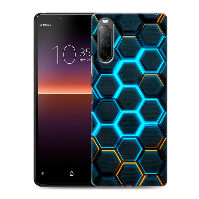 Силиконовый чехол на Sony Xperia 10 II с принтом Неоновые соты Силиконовый чехол на Sony Xperia 10 II с принтом Неоновые соты