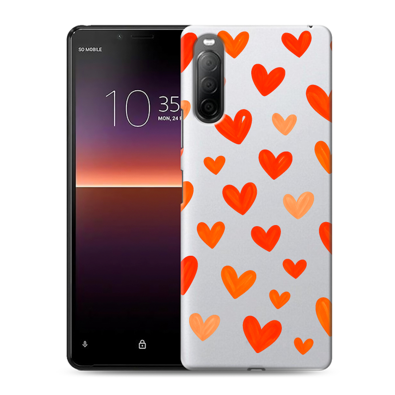 Силиконовый чехол на Sony Xperia 10 II с принтом Сердечки Силиконовый чехол на Sony Xperia 10 II с принтом Сердечки