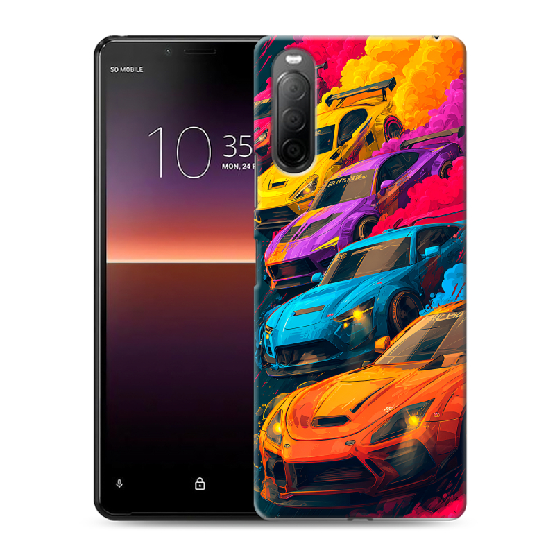 Силиконовый противоударный чехол на Sony Xperia 10 II с принтом Тачки Силиконовый противоударный чехол на Sony Xperia 10 II с принтом Тачки