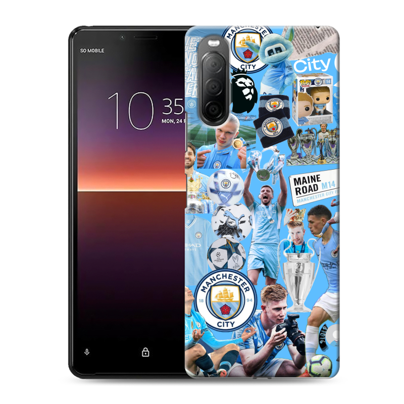 Силиконовый противоударный чехол на Sony Xperia 10 II с принтом Man City Манчестер Сити Силиконовый противоударный чехол на Sony Xperia 10 II с принтом Man City Манчестер Сити