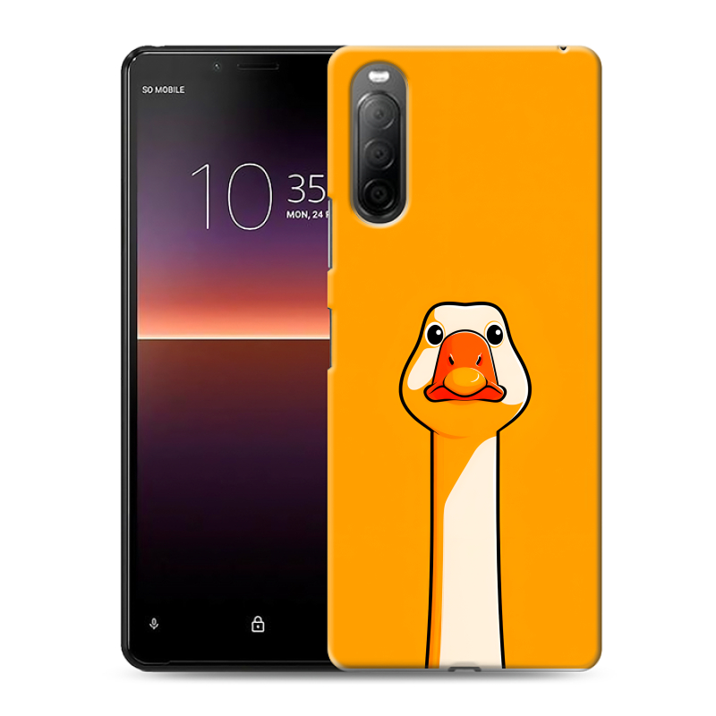 Силиконовый противоударный чехол на Sony Xperia 10 II с принтом Смешная утка Силиконовый противоударный чехол на Sony Xperia 10 II с принтом Смешная утка