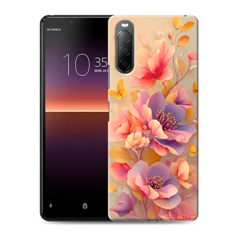 Силиконовый чехол на Sony Xperia 10 II с принтом Цветы и бабочки Силиконовый чехол на Sony Xperia 10 II с принтом Цветы и бабочки