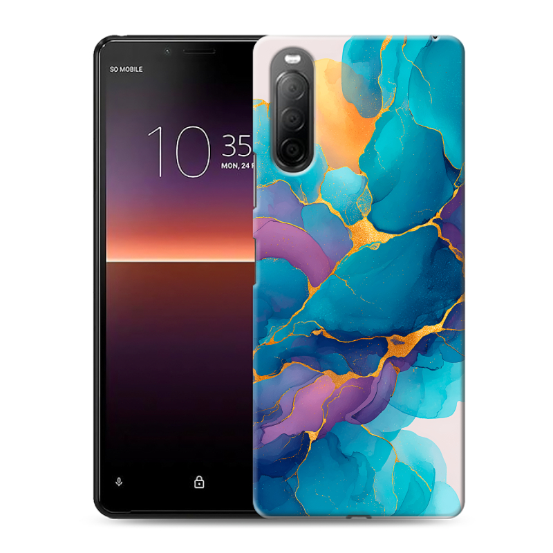 Силиконовый чехол на Sony Xperia 10 II с принтом Мрамор блестки Силиконовый чехол на Sony Xperia 10 II с принтом Мрамор блестки