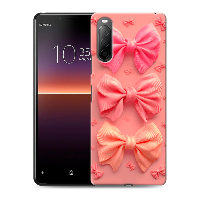 Силиконовый чехол на Sony Xperia 10 II с принтом Розовые бантики Силиконовый чехол на Sony Xperia 10 II с принтом Розовые бантики