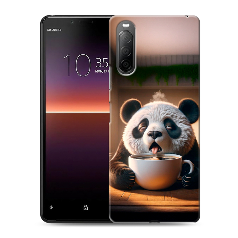 Силиконовый противоударный чехол на Sony Xperia 10 II с принтом смешная панда Силиконовый противоударный чехол на Sony Xperia 10 II с принтом смешная панда