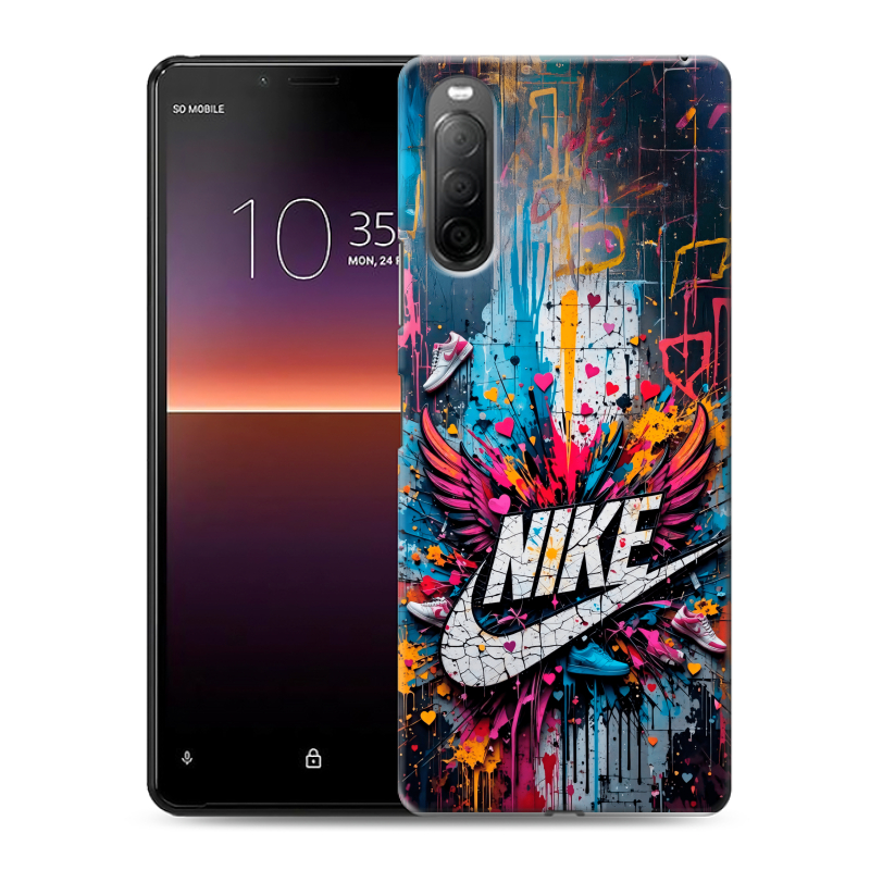 Силиконовый противоударный чехол на Sony Xperia 10 II с принтом Nike Найк Силиконовый противоударный чехол на Sony Xperia 10 II с принтом Nike Найк