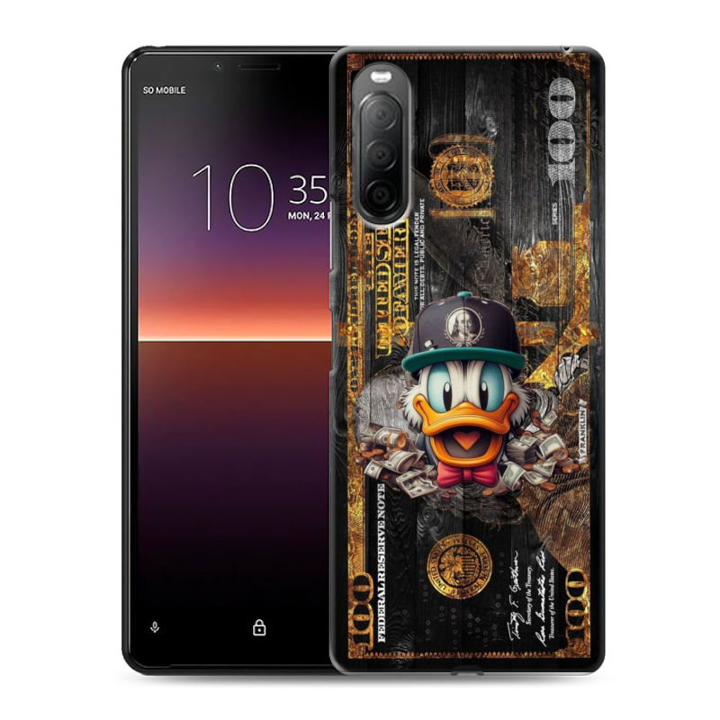 Силиконовый противоударный чехол на Sony Xperia 10 II с принтом Дональд Дак Доллар Силиконовый противоударный чехол на Sony Xperia 10 II с принтом Дональд Дак Доллар