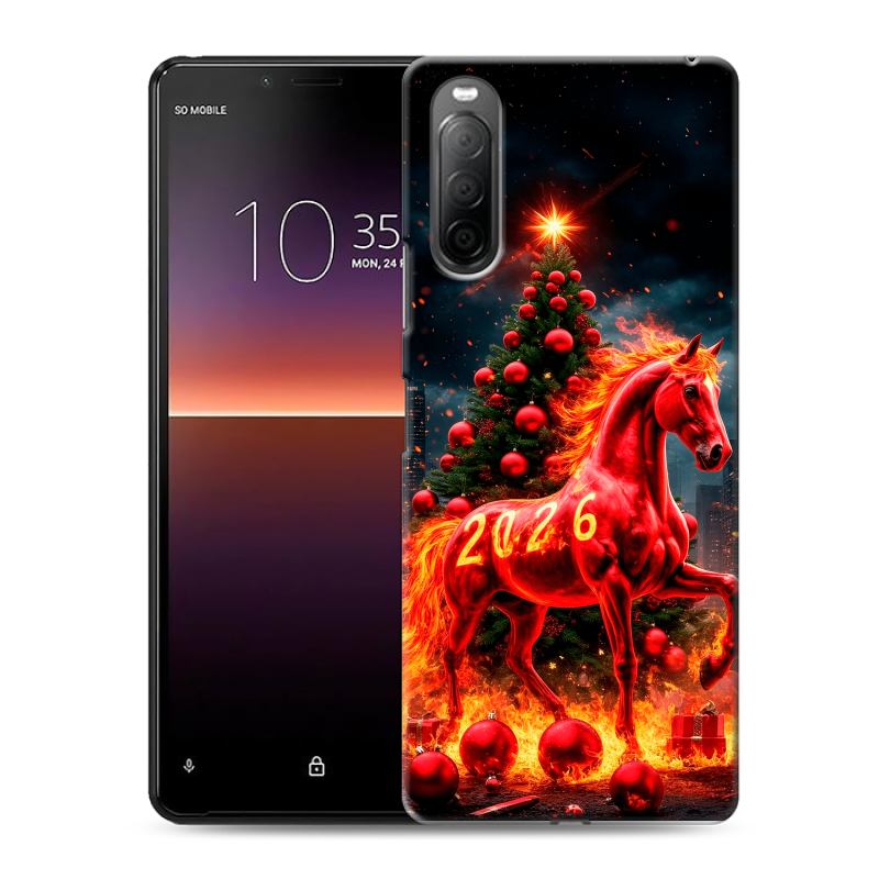 Силиконовый противоударный чехол на Sony Xperia 10 II с принтом Новый год Силиконовый противоударный чехол на Sony Xperia 10 II с принтом Новый год
