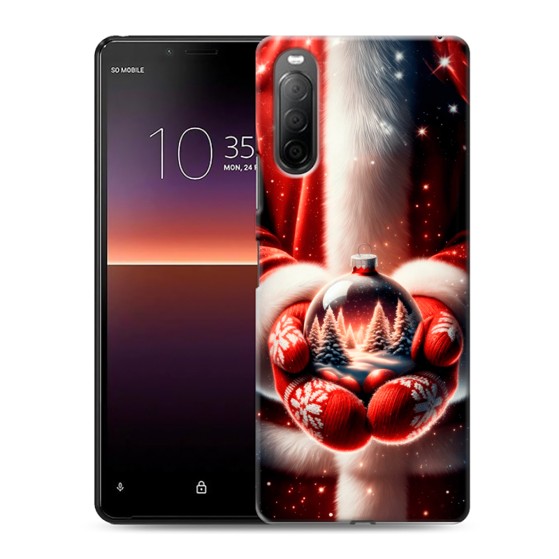 Силиконовый противоударный чехол на Sony Xperia 10 II с принтом Новый год Силиконовый противоударный чехол на Sony Xperia 10 II с принтом Новый год