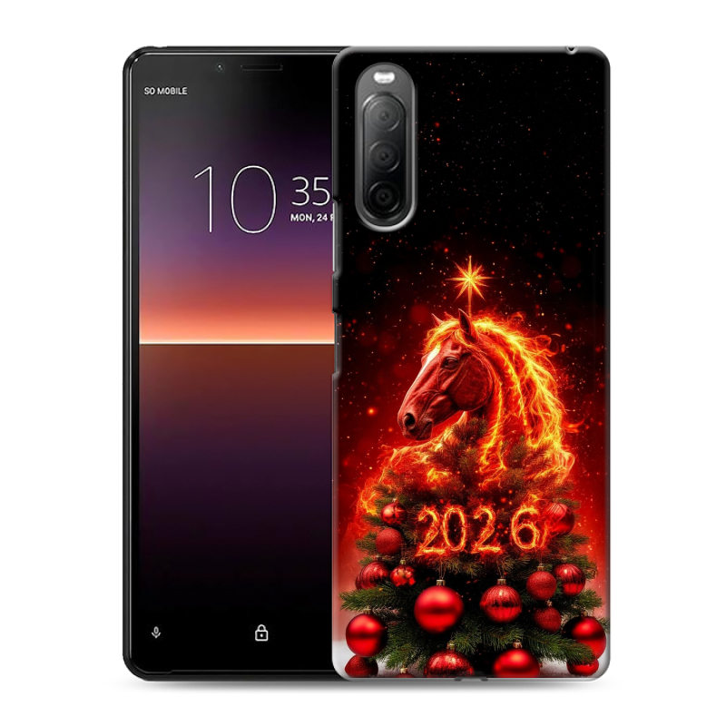 Силиконовый чехол на Sony Xperia 10 II с принтом Новый год Силиконовый чехол на Sony Xperia 10 II с принтом Новый год