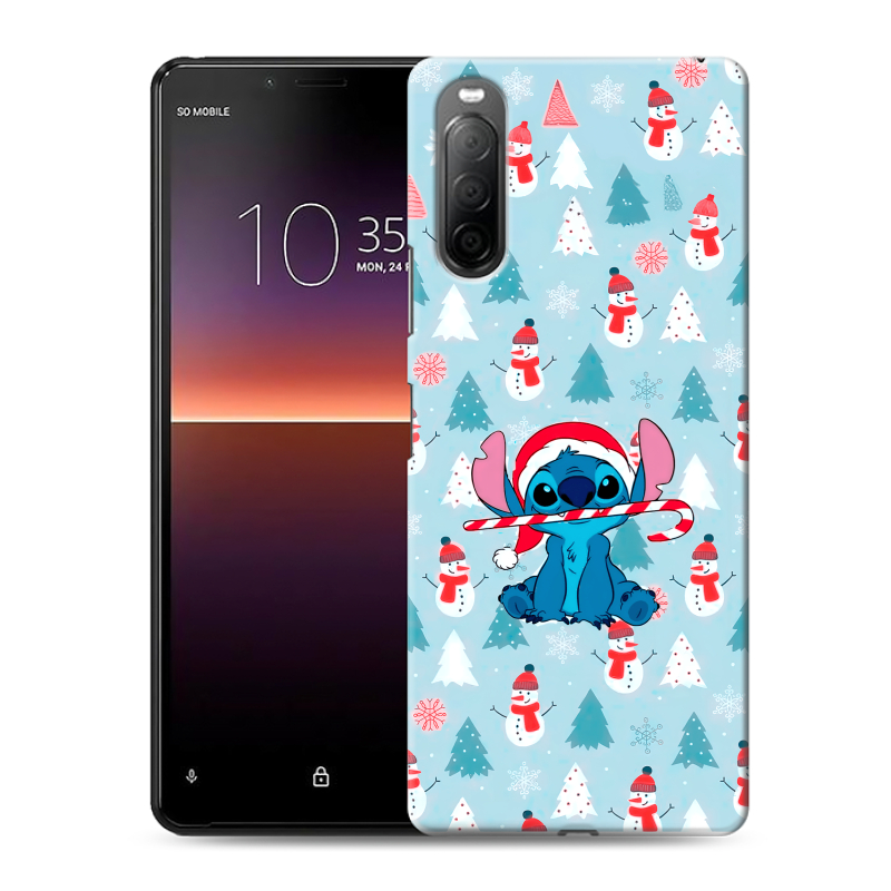 Силиконовый чехол на Sony Xperia 10 II с принтом Стич Новый год Силиконовый чехол на Sony Xperia 10 II с принтом Стич Новый год