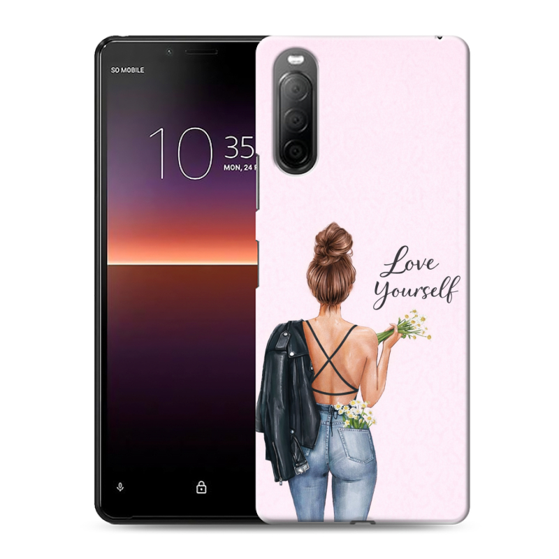 Силиконовый противоударный чехол на Sony Xperia 10 II с принтом женский Силиконовый противоударный чехол на Sony Xperia 10 II с принтом женский