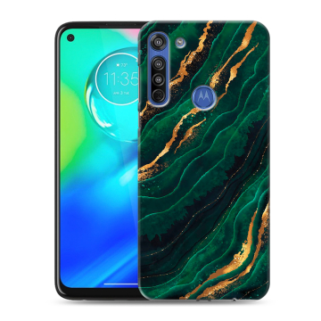 Силиконовый чехол на Motorola Moto G8 с принтом Мрамор зеленое золото