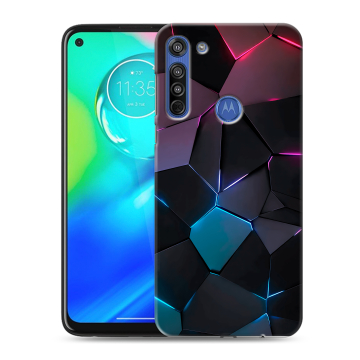 Силиконовый чехол на Motorola Moto G8 с принтом Геометрия неона