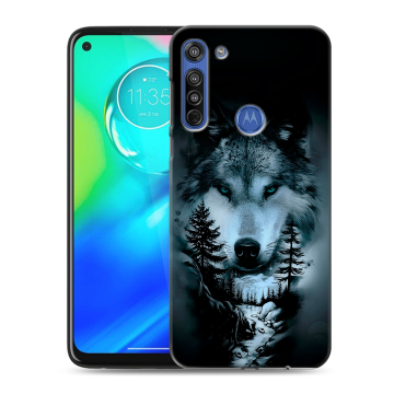 Силиконовый чехол на Motorola Moto G8 с принтом Лесной волк