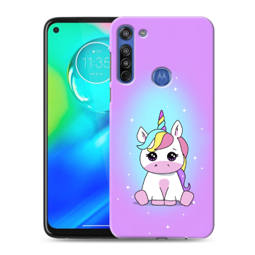 Силиконовый чехол на Motorola Moto G8 с принтом Единорог