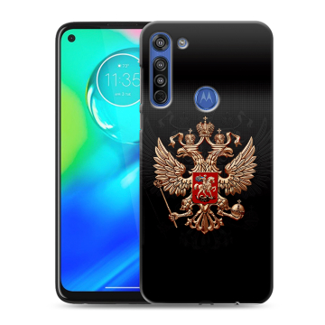 Силиконовый чехол на Motorola Moto G8 с принтом Герб России
