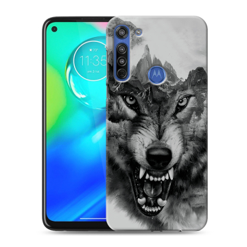 Силиконовый чехол на Motorola Moto G8 с принтом Волк