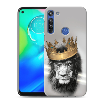 Силиконовый чехол на Motorola Moto G8 с принтом Лев с короной