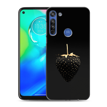 Силиконовый чехол на Motorola Moto G8 с принтом Черная клубника
