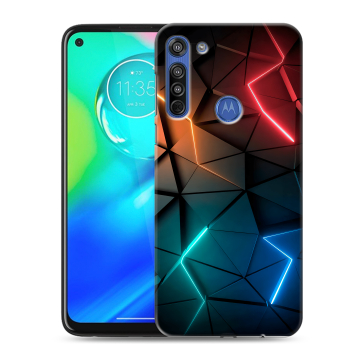 Силиконовый чехол на Motorola Moto G8 с принтом Абстракция неон