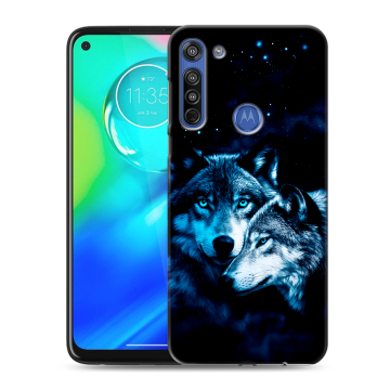 Силиконовый чехол на Motorola Moto G8 с принтом Волки