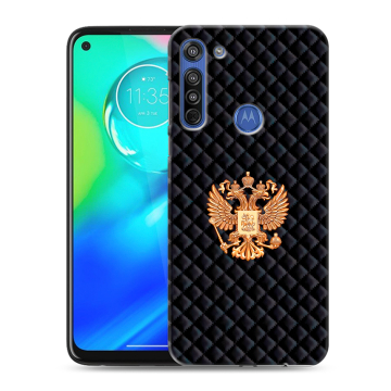 Силиконовый чехол на Motorola Moto G8 с принтом Герб России принт