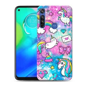 Силиконовый чехол на Motorola Moto G8 с принтом Единороги
