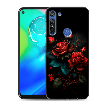 Силиконовый чехол на Motorola Moto G8 с принтом Розы красные