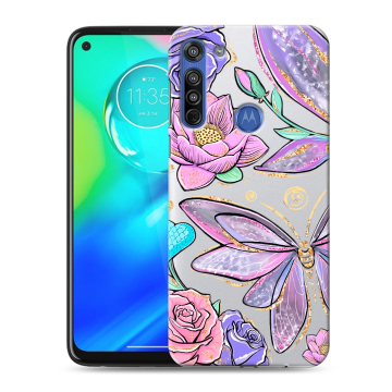 Силиконовый чехол на Motorola Moto G8 с принтом Бабочки и цветы