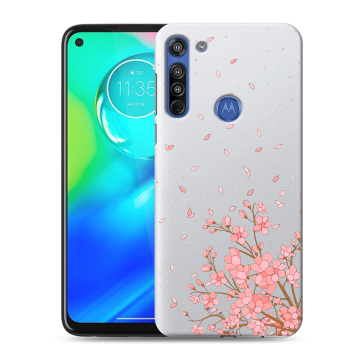 Силиконовый чехол на Motorola Moto G8 с принтом Ветка сакуры