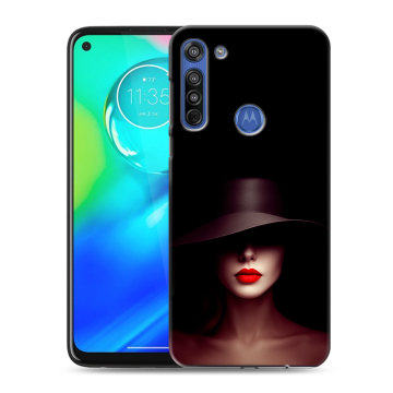 Силиконовый чехол на Motorola Moto G8 с принтом Девушка в шляпе