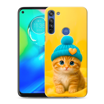 Силиконовый чехол на Motorola Moto G8 с принтом Котенок в шапке