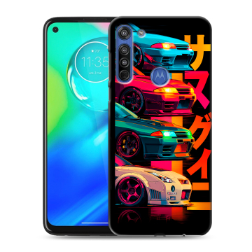 Силиконовый чехол на Motorola Moto G8 с принтом Гоночные машины