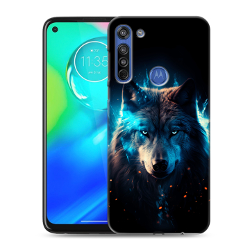 Силиконовый чехол на Motorola Moto G8 с принтом Волк ночной