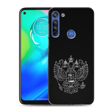 Силиконовый чехол на Motorola Moto G8 с принтом Герб России