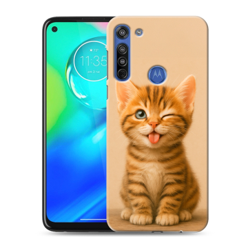 Силиконовый чехол на Motorola Moto G8 с принтом котенок