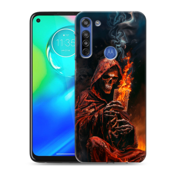 Силиконовый чехол на Motorola Moto G8 с принтом Скелет и карты