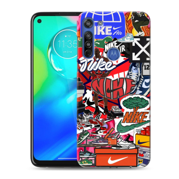 Силиконовый чехол на Motorola Moto G8 с принтом Найк Nike яркий