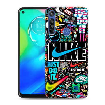 Силиконовый чехол на Motorola Moto G8 с принтом найк nike черный Силиконовый чехол на Motorola Moto G8 с принтом найк nike черный
