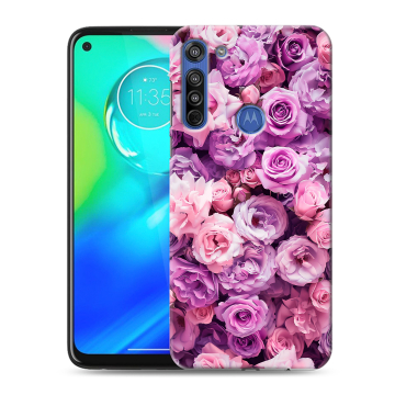Силиконовый чехол на Motorola Moto G8 с принтом лавандовые розы