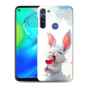 Силиконовый чехол на Motorola Moto G8 с принтом кролик зайчик